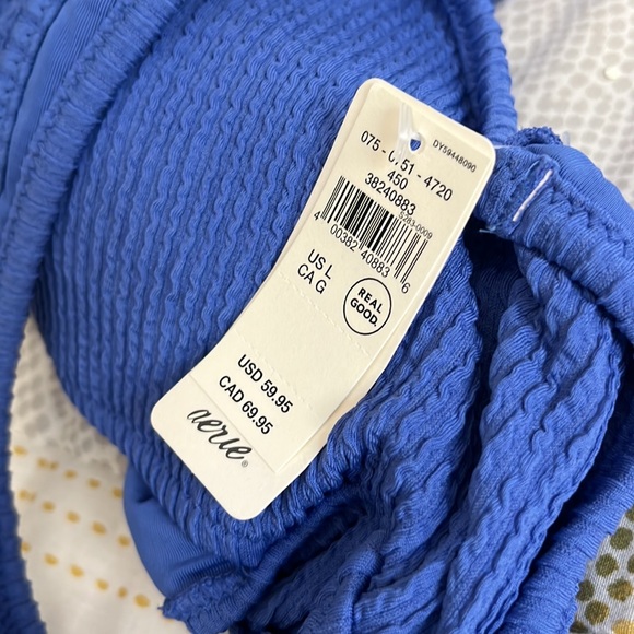 Aerie Blue One-Shoulder Cutout One Piece - Picture 9 of 9